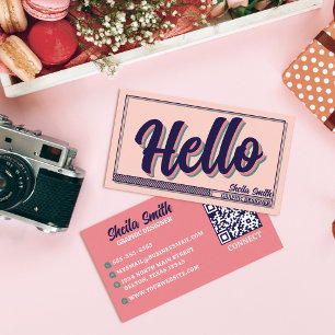 Retro "Hej" Typography Coola Färg Scheme Visitkort