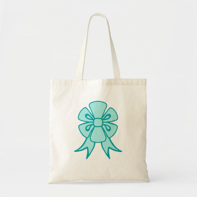 Retro Helgdag Aqua Bow Tote Bag Gift Tygkasse (Framsidan)
