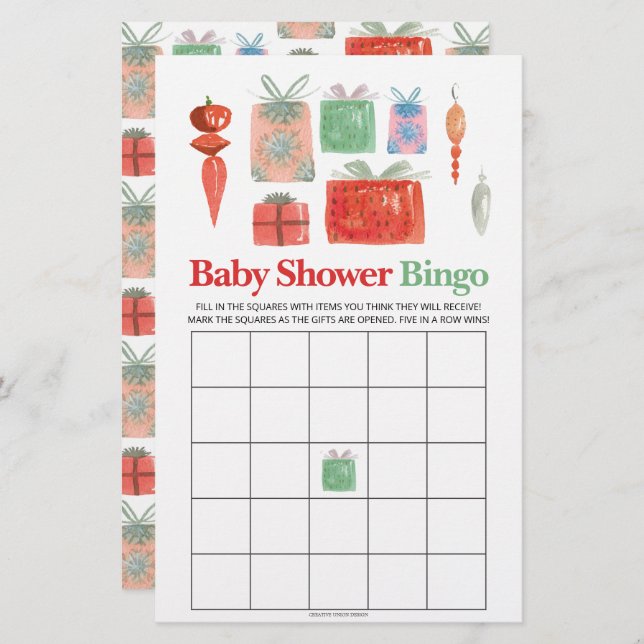 Retro Helgdag Baby Shower Bingo Game (Fram/baksida)