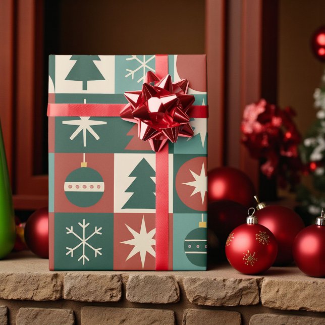 Retro Helgdag Checkated Mönster Presentpapper (Skapare uppladdad)