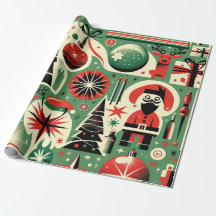 Retro Helgdag Cheer Jul Wrapping Papper