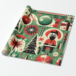Retro Helgdag Cheer Jul Wrapping Papper Presentpapper