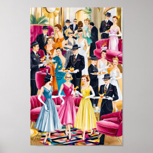 Retro Helgdag Cocktail Party Poster