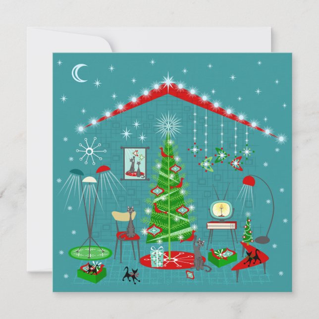 Retro-Helgdag-dekorering Julkort (Framsida)