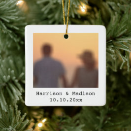 Retro-helgdag för anpassningsbar av snabbfotoskriv julgransprydnad keramik