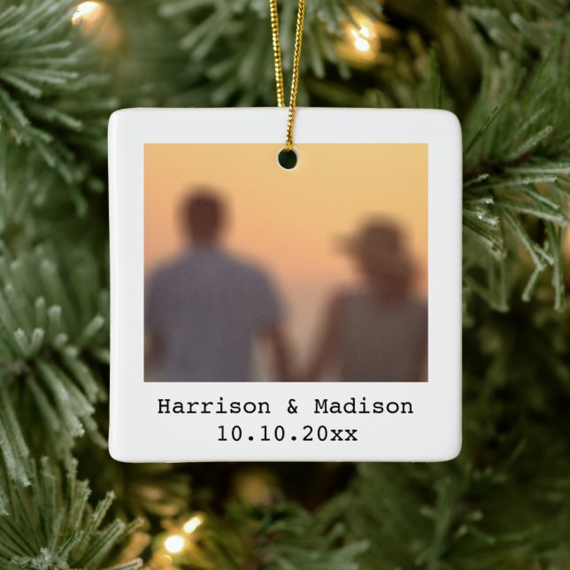 Retro-helgdag för anpassningsbar av snabbfotoskriv julgransprydnad keramik (Träd)