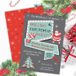 Retro Helgdag - inbjudningar till julfest<br><div class="desc">Toppen coola och höftled helgdag jul party med hand plockade-tecken,  nu,  Julgran och vintage bild för din helgdag Cocktail-party. Snygg modernt design i mitten av århundradet med bilder.</div>