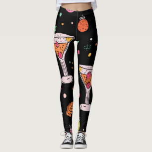 Retro Helgdag Martinis med Holly Berries Leggings