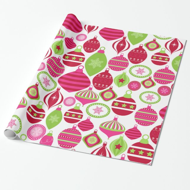 Retro Helgdag Ornaments jul Mönster Presentpapper (Utrullad)