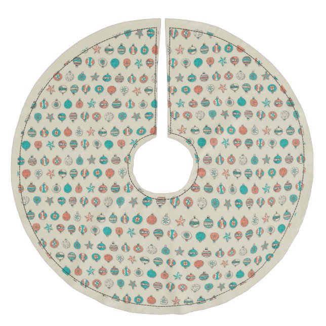 Retro Helgdag Ornaments Träd Skirt Julgransmatta Borstad Polyester (Framsidan)