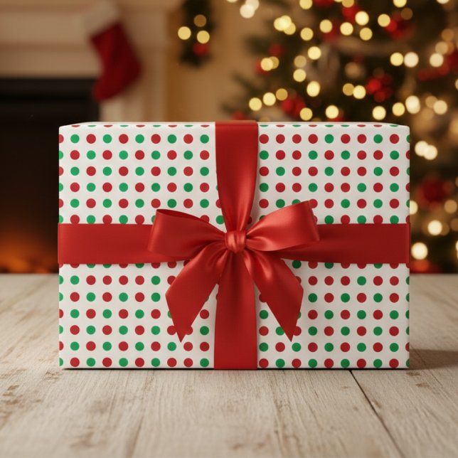 Retro Helgdag Polka Dot Mid Century Modern Presentpapper (Retro Holiday Polka Dot Mid-Century Modern Wrapping Paper)