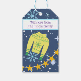 Retro Helgdag Ugly jul Sweater Gift-Märkre Presentetikett