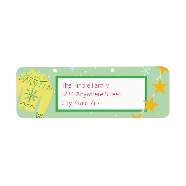 Retro Helgdag Ugly jul Sweater Gift-Märkre Returadress Etikett (Framsidan)