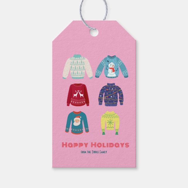 Retro Helgdag Ugly Sötare jul Party Presentetikett (Framsidan)