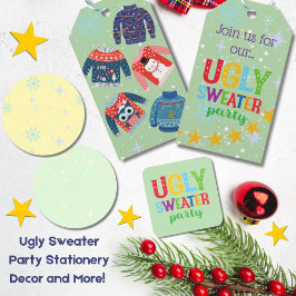 Retro Helgdag Ugly Sötare jul Party Presentetikett