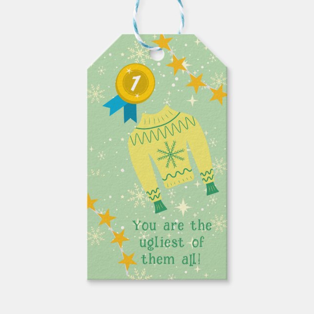 Retro Helgdag Ugly Sötare jul Party Presentetikett (Framsidan)