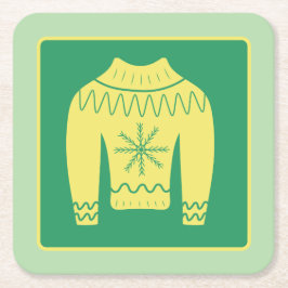 Retro Helgdag Ugly Sötare jul Party Underlägg Papper Kvadrat