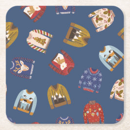 Retro Helgdag Ugly Sötare jul Party Underlägg Papper Kvadrat