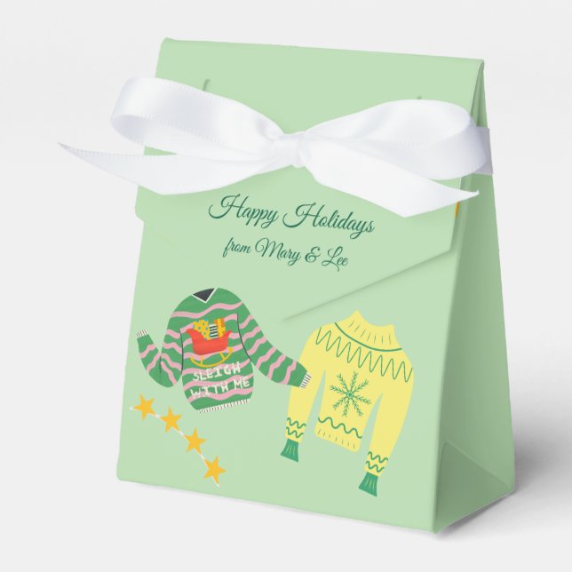 Retro Helgdag Ugly Sweater-julfest för Presentaskar (Framsidan Sidan)