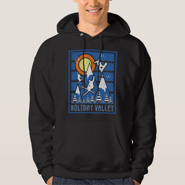 Retro Helgdag Valley Ski Sunset Hoodie (Framsida)