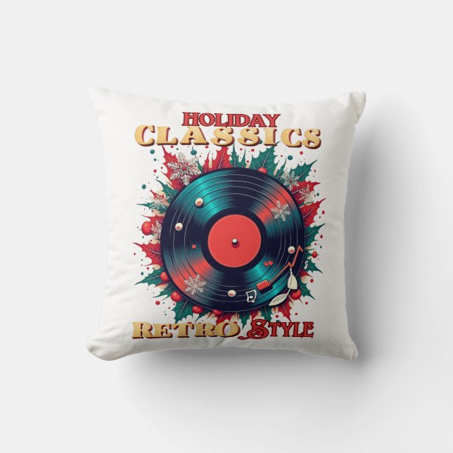 Retro Helgdag Vinyl Magic Kudde (Framsida)