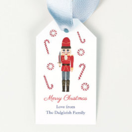 Retro Helgdagars Red Nutcracker Polkagrisars Rand Presentetikett