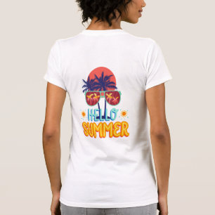 Retro Hello Sommar Strand Vibbar Palmträd Bakre Tr T Shirt