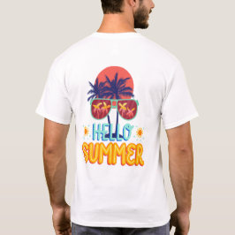 Retro Hello Sommar Strand Vibbar Palmträd Bakre Tr T Shirt