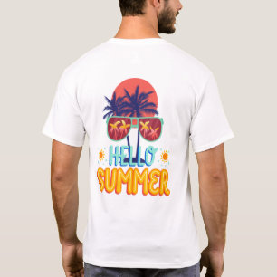 Retro Hello Sommar Strand Vibbar Palmträd Bakre Tr T Shirt