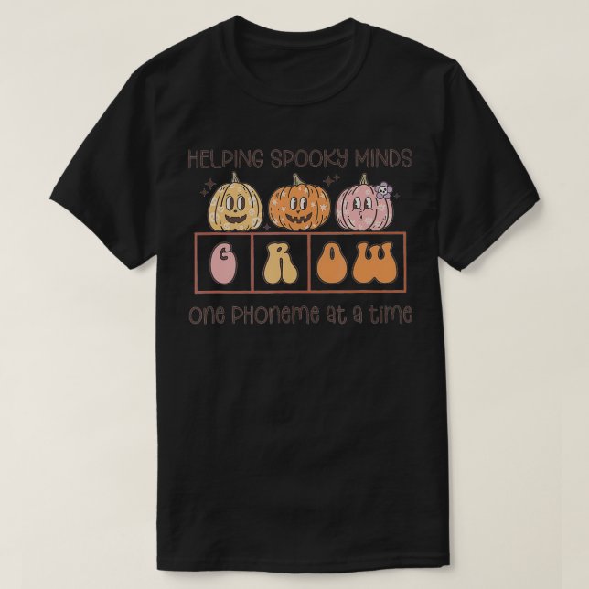 Retro Helping Spooky Minds One Phoneme Science of T Shirt (Design framsida)