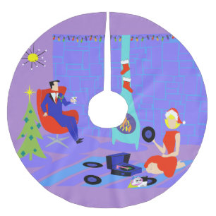 Retro hem för helgdagarjulgrankjolen julgransmatta borstad polyester