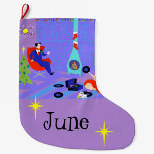 Retro hem för helgdagarjulstrumpan stor julstrumpa