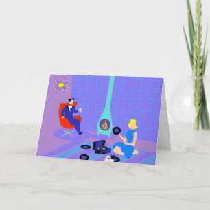 Retro hemaftonhälsningkort kort