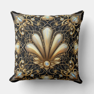 Retro heminredningar Svart och guld Art Deco Kudde
