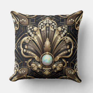 Retro heminredningar Svart och guld Art Deco Kudde