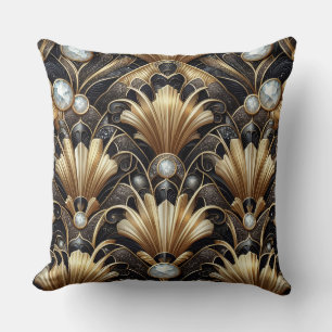 Retro heminredningar Svart och guld Art Deco Kudde