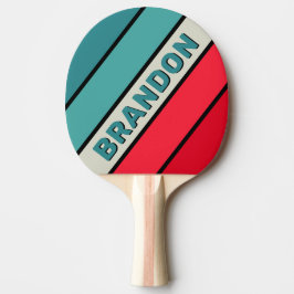 Retro Hemlig Regnbåge Fet Randig med Namn Pingisracket