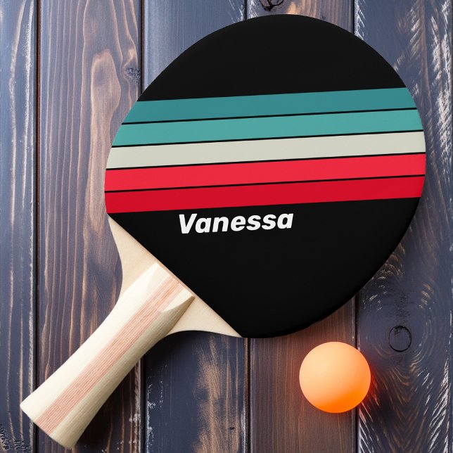 Retro Hemlig Regnbågsrandig med Namn Pingisracket (Skapare uppladdad)