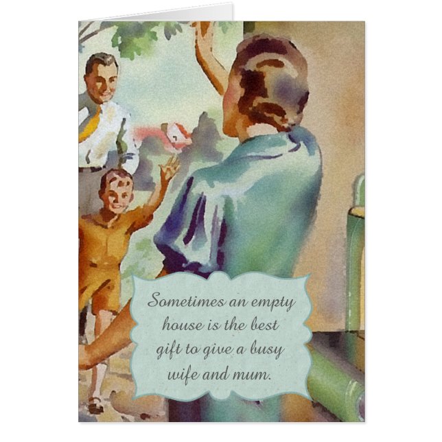 Retro hemmafru hälsningskort (Framsidan)