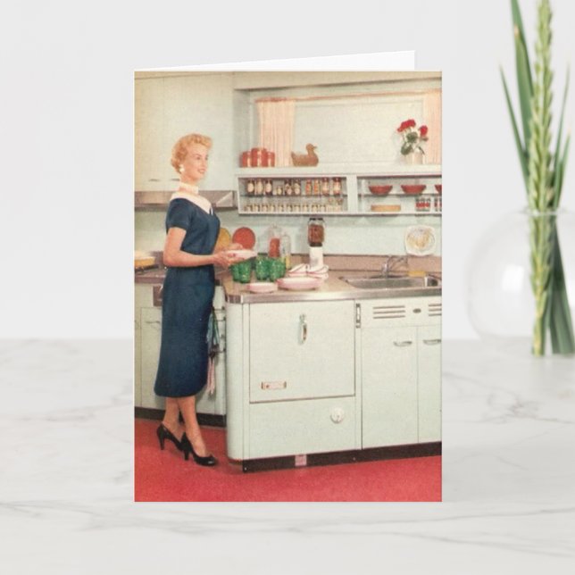 Retro hemmafru i kök kort (Framsida)