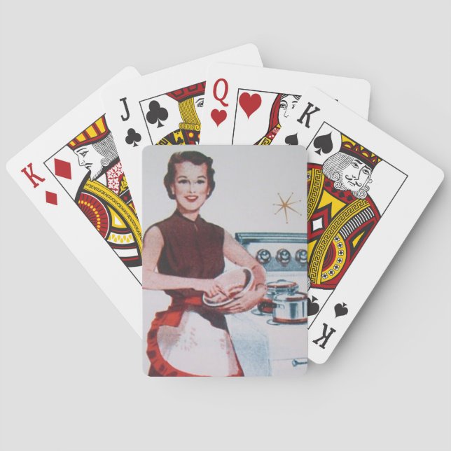 Retro hemmafru i köket casinokort (Baksidan)