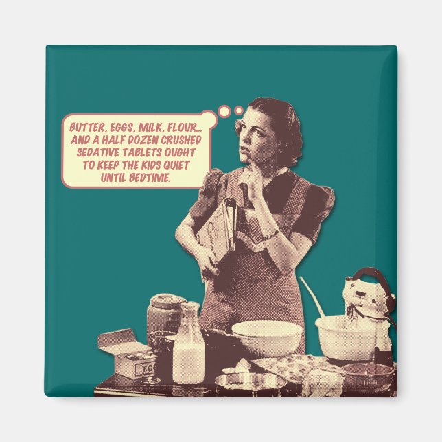 Retro Hemmafru Magnet - Sömntidstårta Recept (Framsidan)