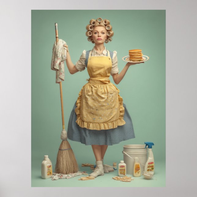 Retro hemmafru med pannkakor poster (Framsidan)
