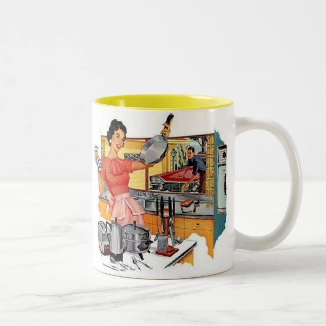 Retro hemmafru Två-Tonad mugg (Höger)