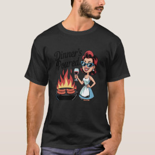 Retro hemmafru vin citat KVÄLLSMÅLTIDEN Är servera T Shirt