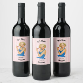 Retro hemmafru vin rosa rand vinflaska etikett