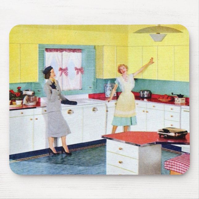 Retro hemmafruar i köket musmatta (Framsidan)