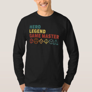Retro Hero Legend Game Master RPg Dice D20 T Shirt