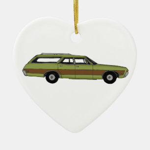 retro herrgårdsvagn julgransprydnad keramik
