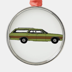 retro herrgårdsvagn julgransprydnad metall